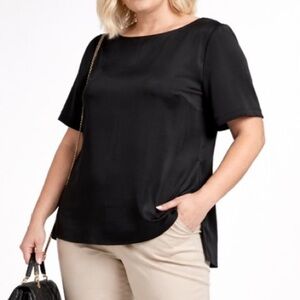 Universal Standard Alice Satin Boatneck Black Top